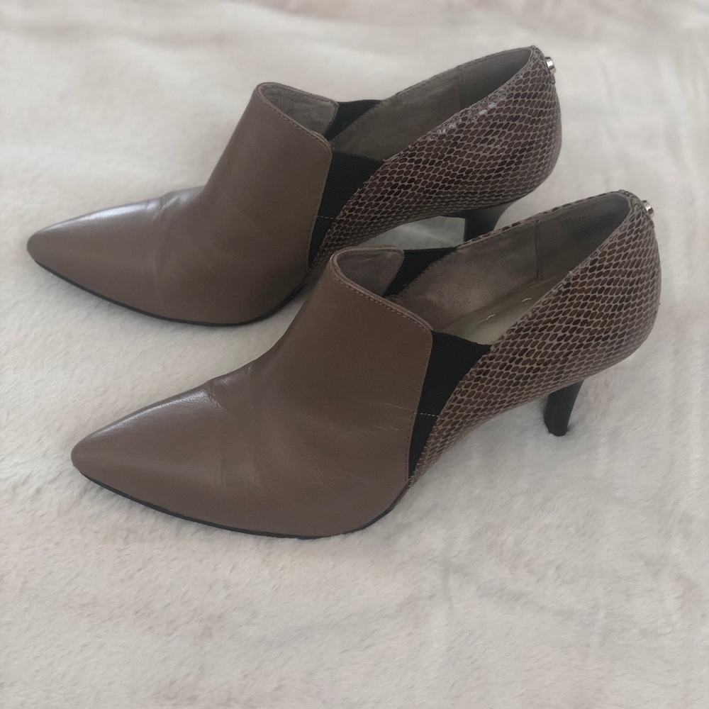 Anne Klein brown leather booties